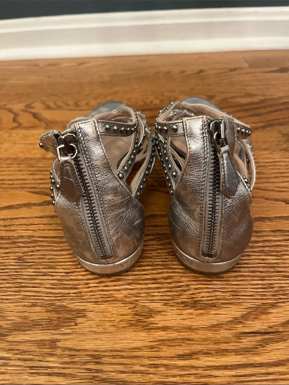 MIU MIU Studded Gladiator/Cage Sandals in silver